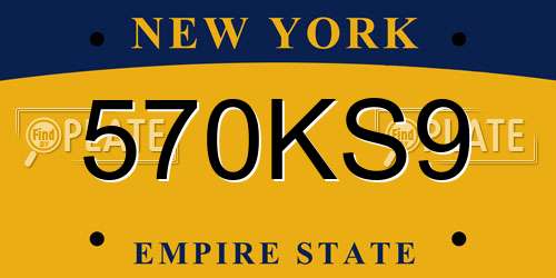 570KS9 New York License Plate