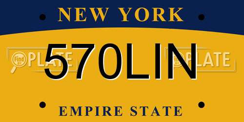 570LIN New York License Plate
