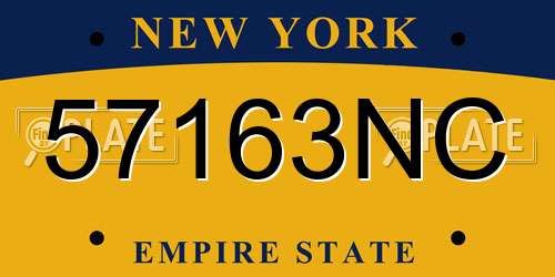 57163NC New York License Plate