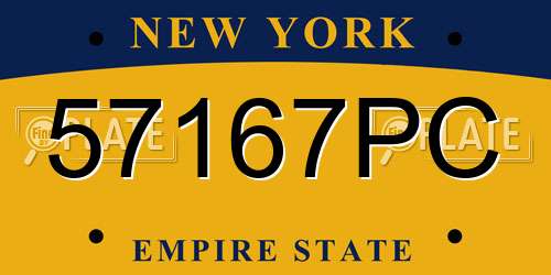 57167PC New York License Plate