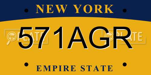571AGR New York License Plate