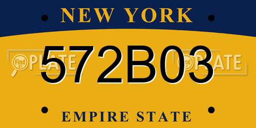 572B03 New York License Plate