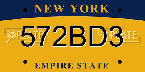 572BD3 New York License Plate