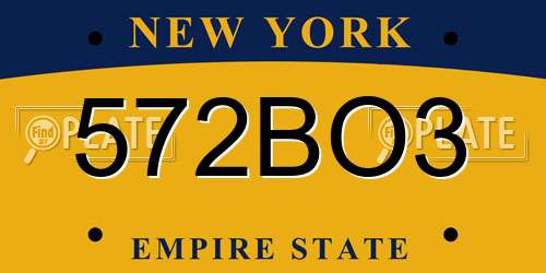 572BO3 New York License Plate