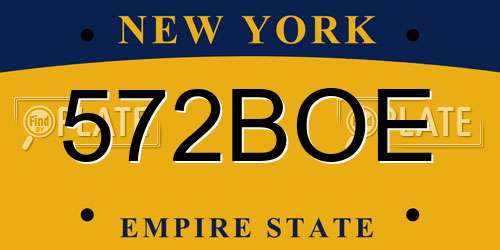 572BOE New York License Plate
