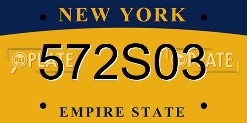 572S03 New York License Plate