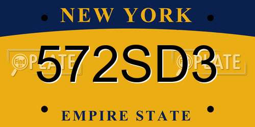 572SD3 New York License Plate