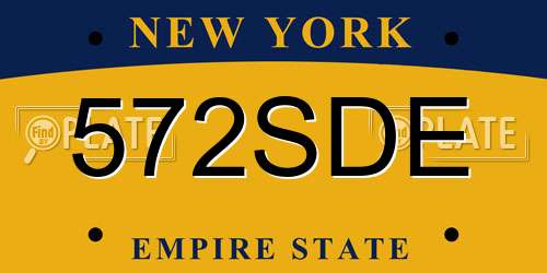 572SDE New York License Plate