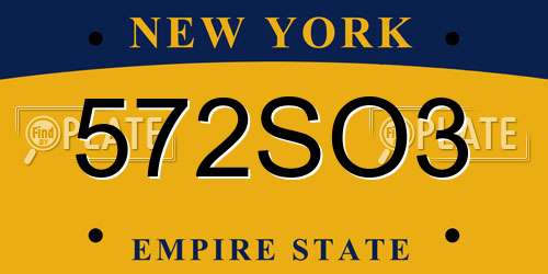 572SO3 New York License Plate