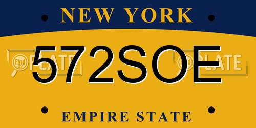 572SOE New York License Plate