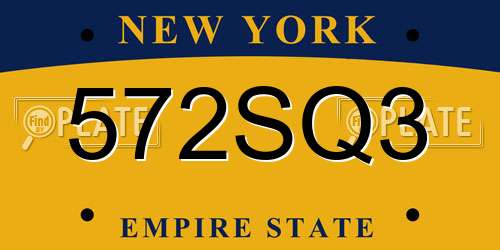 572SQ3 New York License Plate