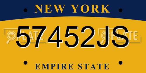 57452JS New York License Plate