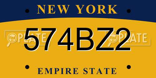 574BZ2 New York License Plate