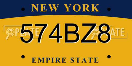 574BZ8 New York License Plate