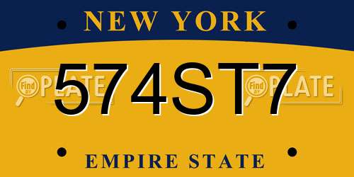 574ST7 New York License Plate
