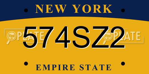 574SZ2 New York License Plate