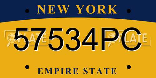 57534PC New York License Plate
