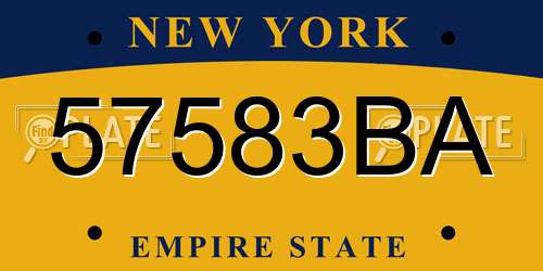 57583BA New York License Plate