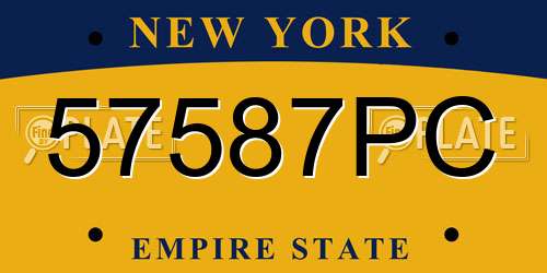 57587PC New York License Plate