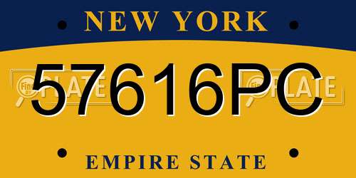 57616PC New York License Plate