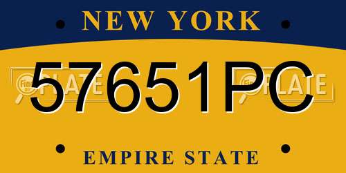 57651PC New York License Plate