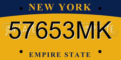 57653MK New York License Plate