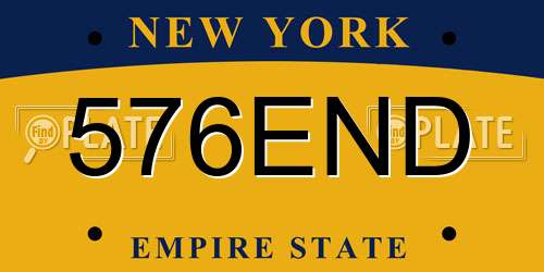 576END New York License Plate