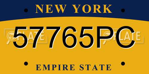 57765PC New York License Plate