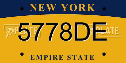 5778DE New York License Plate