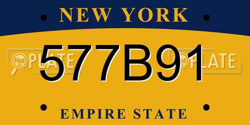 577B91 New York License Plate