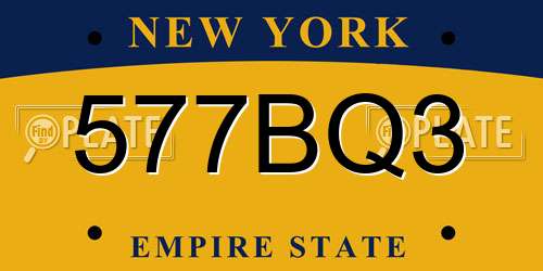 577BQ3 New York License Plate