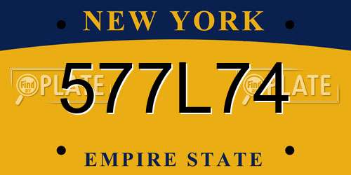 577L74 New York License Plate