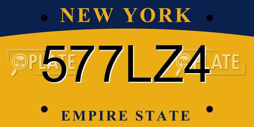 577LZ4 New York License Plate