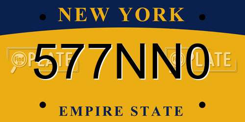 577NN0 New York License Plate