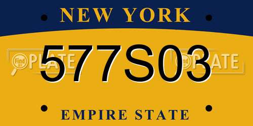 577S03 New York License Plate