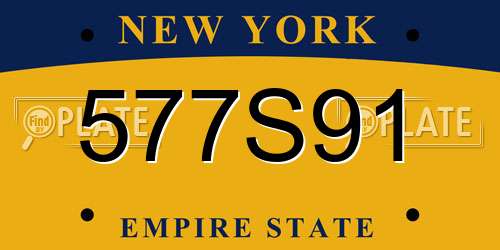 577S91 New York License Plate