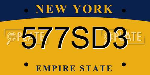 577SD3 New York License Plate