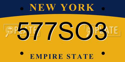 577SO3 New York License Plate