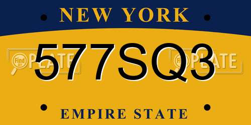 577SQ3 New York License Plate
