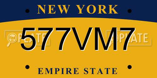 577VM7 New York License Plate