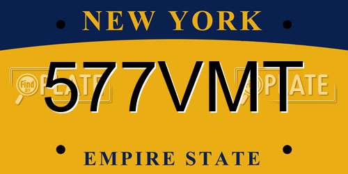 577VMT New York License Plate