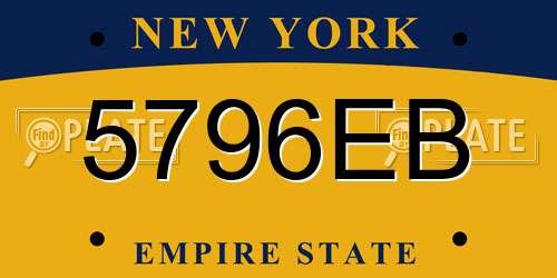 5796EB New York License Plate