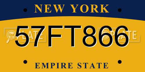 57FT866 New York License Plate