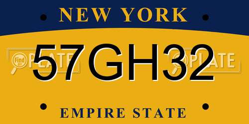 57GH32 New York License Plate