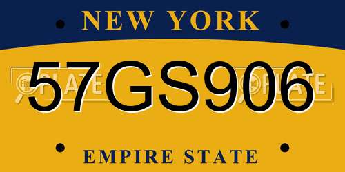 57GS906 New York License Plate