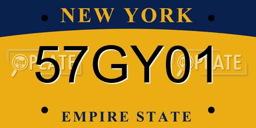 57GY01 New York License Plate