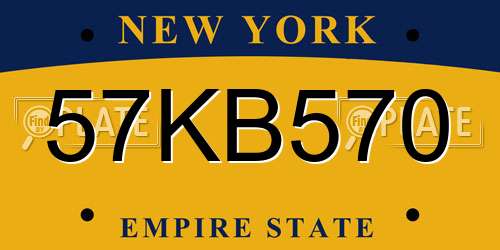 57KB570 New York License Plate