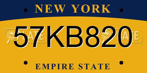57KB820 New York License Plate