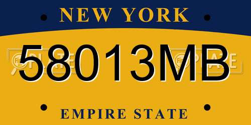 58013MB New York License Plate