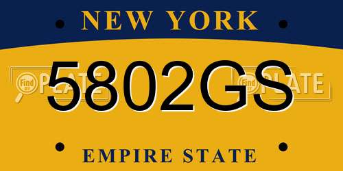 5802GS New York License Plate